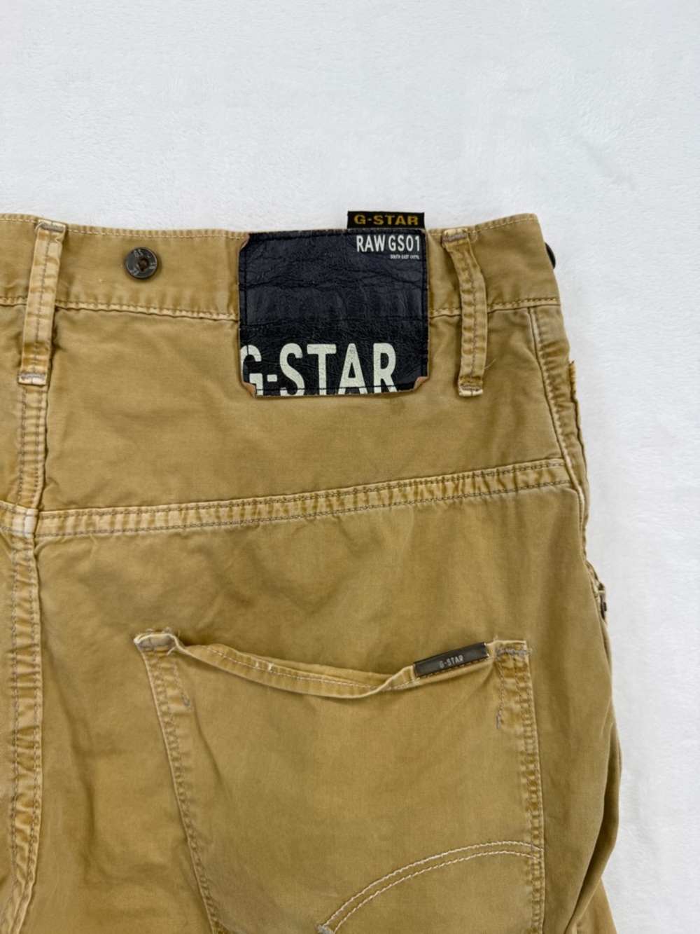Men’s G-Star Raw Arc 3D Loose Tapered Braces COJ Jeans Size 33 Tall Chino Khaki - Picture 7 of 7
